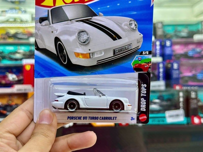 Mô hình xe Porsche 911 Turbo Cabriolet White Hotwheels kim loại có bản quyền chính hãng tỉ lệ 1:64 C4982-PO 