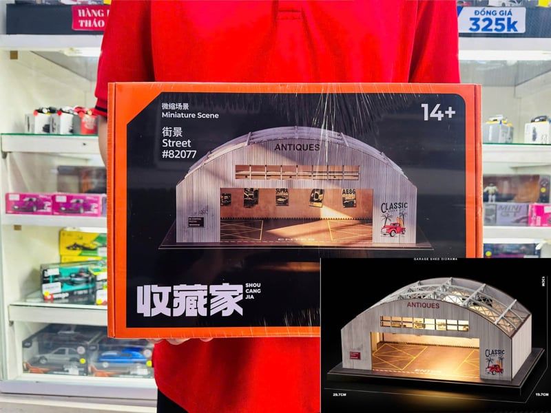  Hộp trưng bày mô phỏng garage nhà kho kích thước tỉ lệ 1:64 Shou Cang Jia SCJ82077 