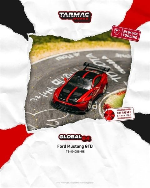  Mô hình xe Ford Mustang GTD Red tỉ lệ 1:64 Tarmac Works T64G-086-RE 
