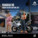  Mô hình xe mô tô Yamaha R6 Liquid Silver Motorcycle Girl Set Resin tỉ lệ 1:64 MoreArt MO222222 