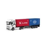  Mô hình xe Mercedes-Benz Actros MP4 White đầu kéo đi kèm 2 thùng container KLine + Cosco tỉ lệ 1:64 Cool Car CC646738 
