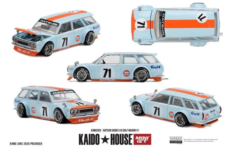  Mô hình xe Datsun KAIDO 510 GULF Wagon V1 tỉ lệ 1:64 Kaido House KHMG302 