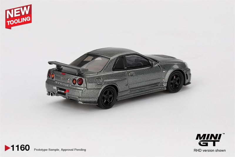  Mô hình xe Nissan Skyline GT-R Dark Metal Gray (NISMO BNR34 CRS Version) tỉ lệ 1:64 MiniGT MGT01160 