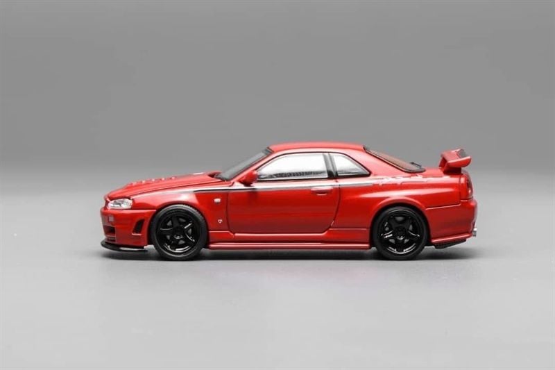  Mô hình xe ô tô Nissan GTR R34 Nismo custom red tỉ lệ 1:64 Motorhelix M63420 