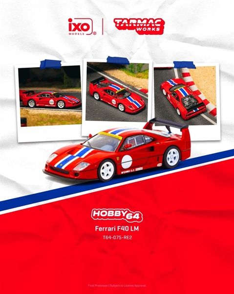  Mô hình xe Ferrari F40 LM Red tỉ lệ 1:64 Tarmac Works T64-075-RE2 