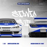  Mô hình xe Nissan Silvia S15 “AXIS” No. 33 Blue and White Livery Die-Cast Car Model tỉ lệ 1:64 SC model SC646011 