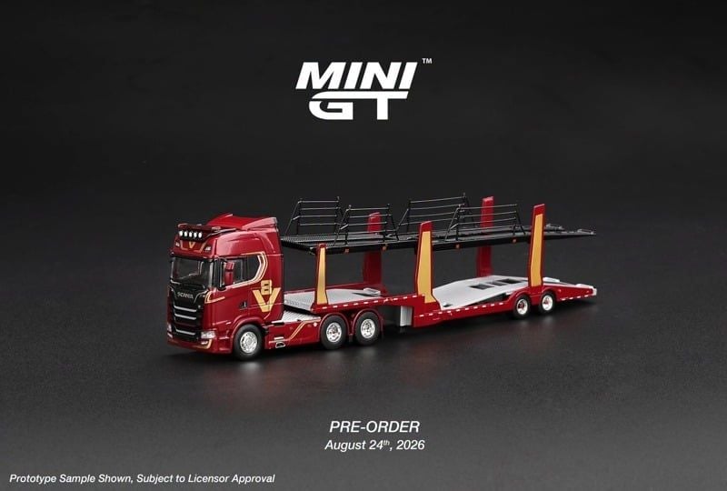  Mô hình xe Scania 770S A6x4NA V8 50th Anniversary Car Transporter Red tỉ lệ 1:64 MiniGT MGT01350-L 