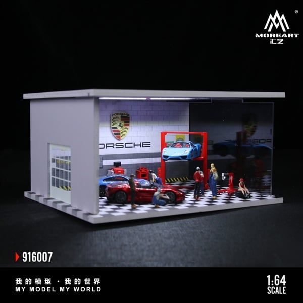  Mô hình trưng bày mô phỏng Car Repair Shop Porsche tỉ lệ 1:64 More Art MO916007 