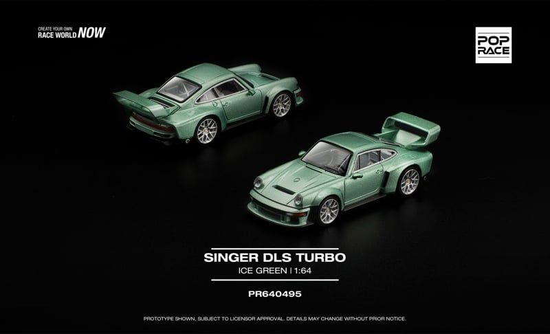  Mô hình xe Singer DLS Turbo Ice Green tỉ lệ 1:64 Pop Race PR640495 