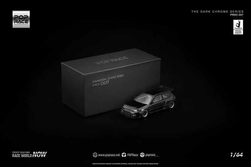  Mô hình xe Honda Civic Pandem EG6 Dark Chrome tỉ lệ 1:64 Poprace PRDC007 