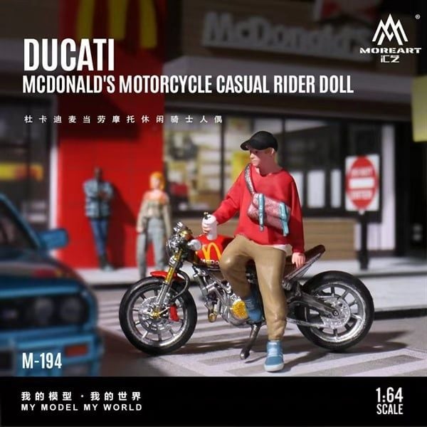  Mô hình nhân vật figure kèm xe Ducati McDonald's Motorcycle Casual Knight Doll Resin Model MO222194 