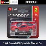  Mô hình xe Ferrari 458 Speciale - Red ('15) ('15 Std) red bản card Race&play DRIVE tỉ lệ 1:64 Bburago 18-56000 