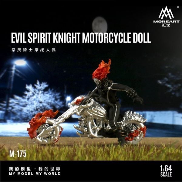  Mô hình nhân vật và mô tô ma tốc độ Skeleton Knight Motorcycle Doll Red Magic Edition tỉ lệ 1:64 More Art MO222175 
