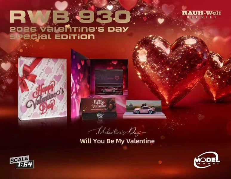 Mô hình xe Porsche 930 RWB Valentine’s Edition box tỉ lệ 1:64 MODEL model (MM) OT64761 