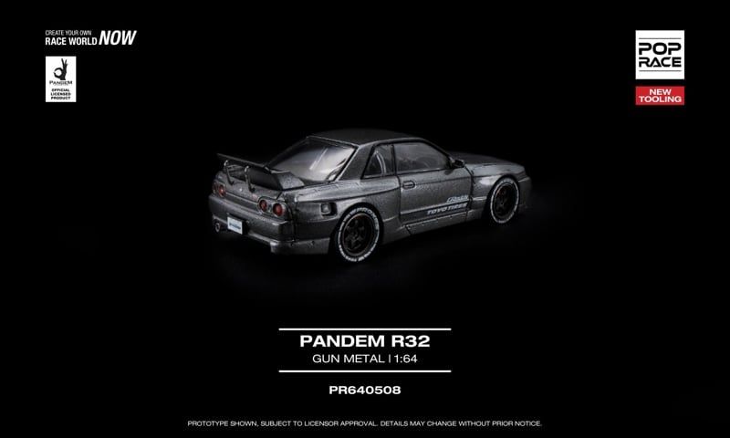  Mô hình xe Nissan Pandem R32 - Gun Metal tỉ lệ 1:64 Pop Race PR640508 