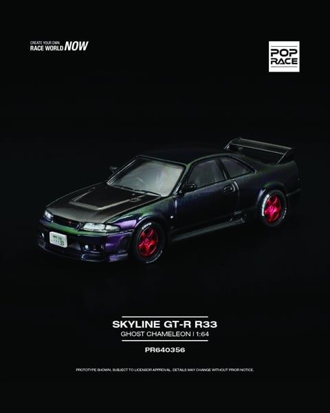  Mô hình xe Skyline Gt-R R33 Ghost Chameleon tỉ lệ 1:64 PopRace PR640356 