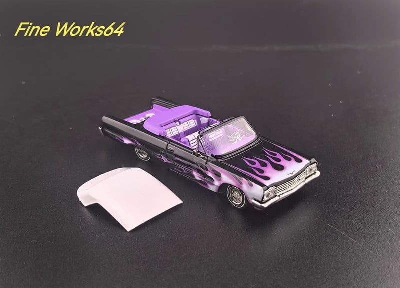  Mô hình xe Chevrolet Impala West Coast Jumper Car bản cao cấp đế tròn tháo mui được limited 999pcs tỉ lệ 1:64 Fineworks OT64705 