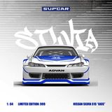  Mô hình xe Nissan Silvia S15 “AXIS” No. 33 Blue and White Livery Die-Cast Car Model tỉ lệ 1:64 SC model SC646011 