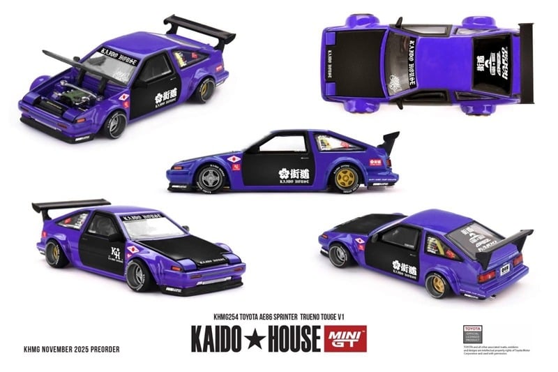  Mô hình xe Toyota AE86 Sprinter Trueno TOUGE V1- Blue tỉ lệ 1:64 Kaido House KHMG254 