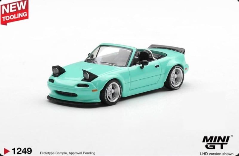  Mô hình xe Mazda MX-5 (NA) Pandem Mint Green tỉ lệ 1:64 MiniGT MGT01249 