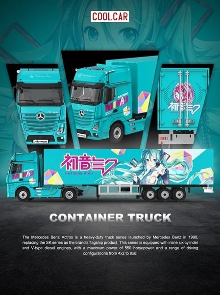  Mô hình xe Mercedes Actros Hatsune Miku Container Truck Painting Series tỉ lệ 1:64 Cool Car CC646748 