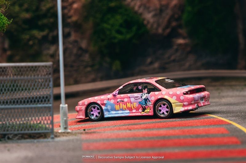  Mô hình xe Nissan Silvia (S14) VERTEX Minnie Mouse bản card tỉ lệ 1:64 Tarmac Works T64G-018-MN 