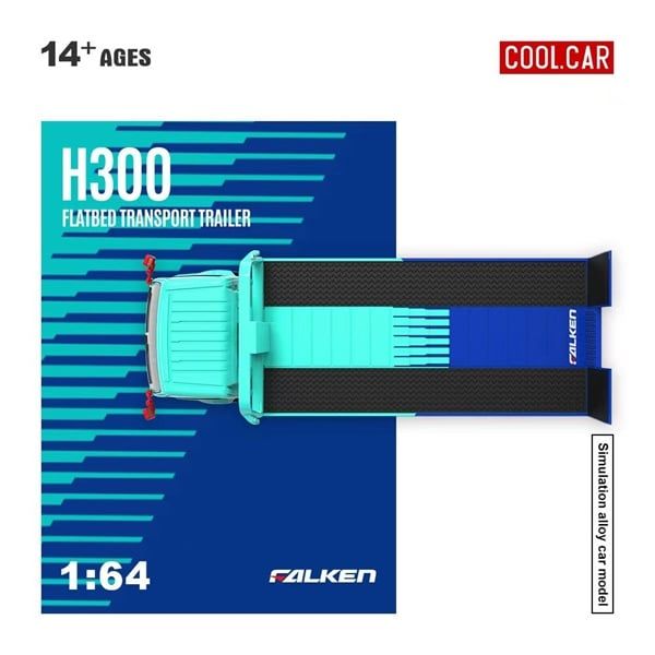  Mô hình H300 Flatbed Transport Trailer Falken Teal Blue Painted tỉ lệ 1:64 Cool Car CC647232 