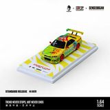  Mô hình xe Nissan GT-R R34 Tribute to Youth Hatsune Miku with chase car silver tỉ lệ 1:64 Modernart MD800505 