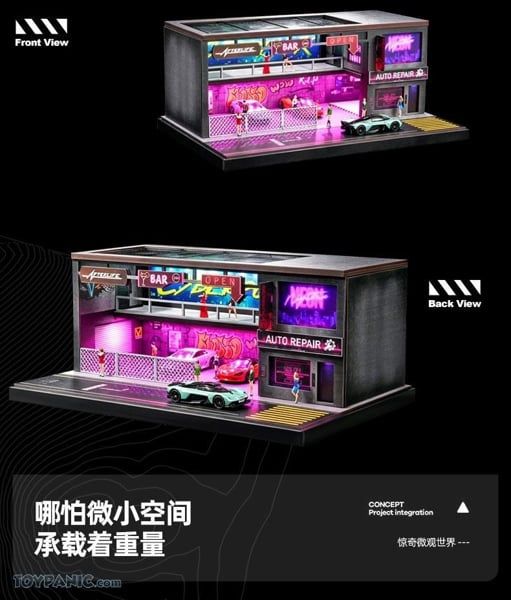  Hộp trưng bày mô phỏng bãi đậu xe phong cách CYBERPUNK 35x23.5x5.8 tỉ lệ 1:64 SHOU CANG JIA SCJ82062 