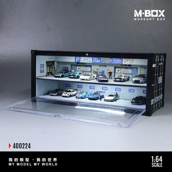  Hộp trưng bày container mô phỏng bãi đỗ xe ngoài trời Namba Sennichimae Underground Parking Lot Scenario có đèn kích thước 38.7cm x 16cm x 16.5cm tỉ lệ 1:64 MoreArt MB400224 