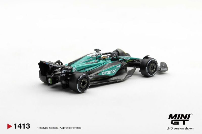  Mô hình xe Aston Martin AMR24 #18 Lance Stroll 2024 F1 2024 Las Vegas GP bản card tỉ lệ 1:64 MiniGT MGT01413 