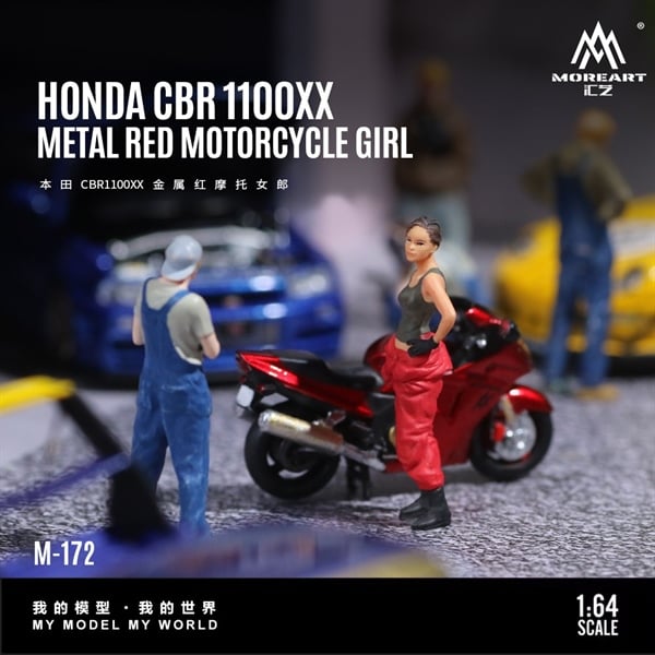  Mô hình nhân vật Honda CBR1100XX Metal Red Motorcycle Girl Simulation Resin Model tỉ lệ 1:64 More Art MO222172 