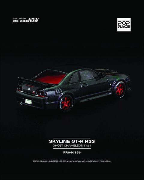  Mô hình xe Skyline Gt-R R33 Ghost Chameleon tỉ lệ 1:64 PopRace PR640356 