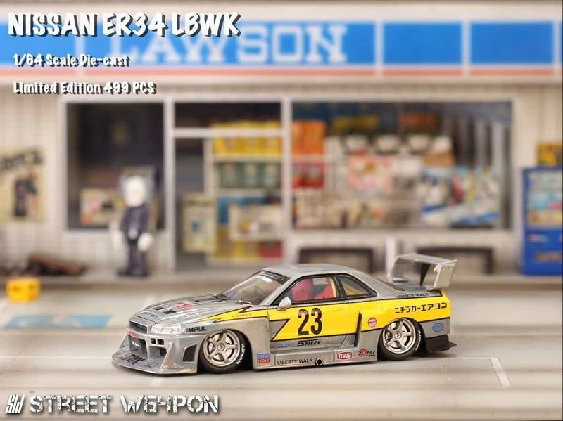  Mô hình xe Nissan ER34 LBWK alloy car model tỉ lệ 1:64 Street Weapon OT64486 