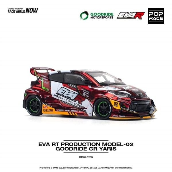  [Hàng Loose] Mô hình xe Toyota Yaris Eva RT Production Model-02 Goodride GR Yaris tỉ lệ 1:64 Poprace PR640126 