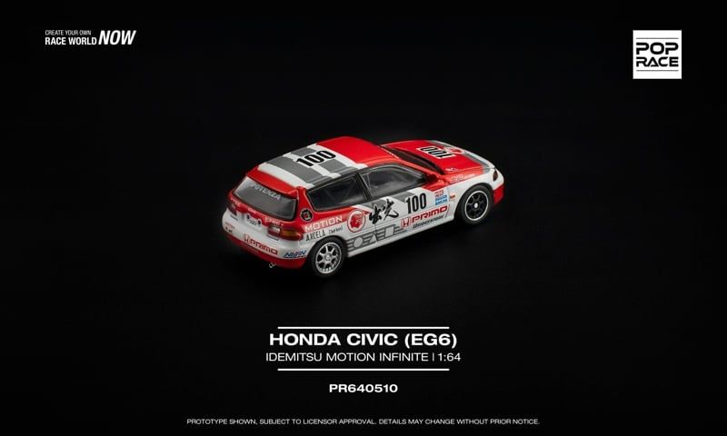  Mô hình xe Honda Civic (Eg6) - Idemitsu Motion Infinite tỉ lệ 1:64 Pop Race PR640510 