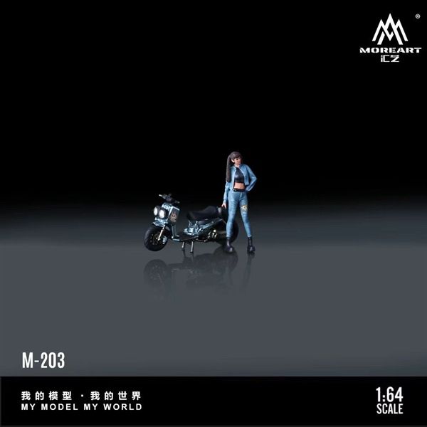  Mô hình nhân vật figure và xe Zuma Blue Rabu-Rabu Motorcycle resin tỉ lệ 1:64 MoreArt MO222203 