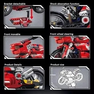  Mô hình lắp ghép xe mô tô Ducati v4 355 mảnh LY21 LG050 