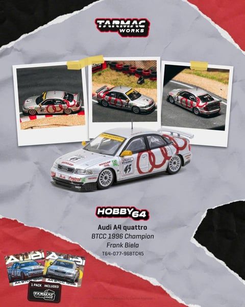  Mô hình xe Audi A4 quattro BTCC 1996 Champion tỉ lệ 1:64 Tarmac Works T64-077-96BTC45 