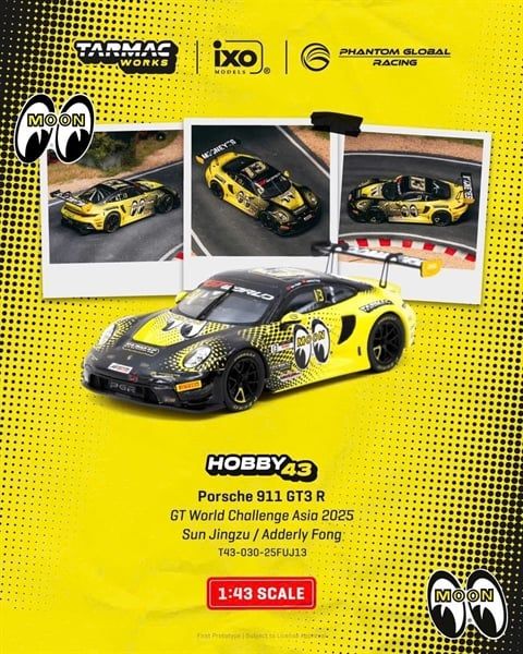  Mô hình xe Porsche 911 GT3 R GT World Challenge Asia 2025 Phantom Global Racing tỉ lệ 1:43 Tarmac Works T43-030-25FUJ13 