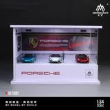  Hộp trưng bày mô phỏng showroom Porsche có bàn xoay - đèn kèm nhân vật kích thước 20 cm x 15 cm x 13 cm tỉ lệ 1:64 MoreArt MO917001 