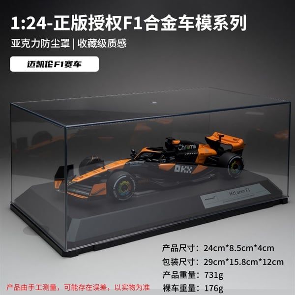  Mô hình xe đua F1 Formula Mclaren #4 hộp mica tỉ lệ 1:24 RW model RW5224 