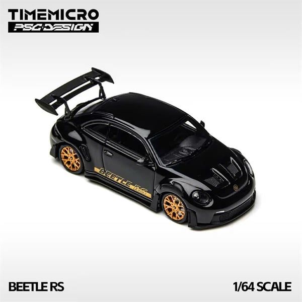  Mô hình xe ô tô Volkswagen Beetle RS Black & Gold Alloy-Finish tỉ lệ 1:64 TimeMicro × PSC DESIGN TM647903 