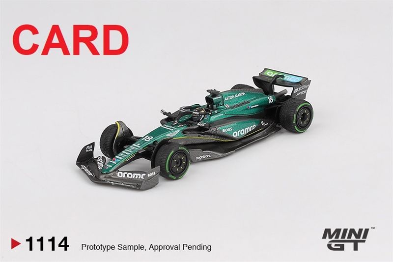  Mô hình xe đua F1 Aston Martin AMR24 #18 Lance Stroll 2024 F1 2024 Canadian GP card tỉ lệ 1:64 MiniGT MGT01114 No Chase 