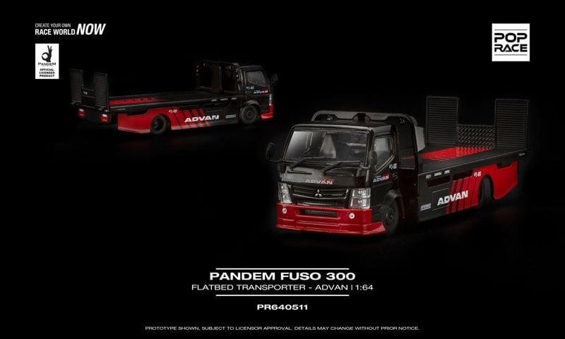  Mô hình xe Mitsubishi Pandem Fuso 300 Flatbed Transporter Advan tỉ lệ 1:64 Pop Race PR640511 
