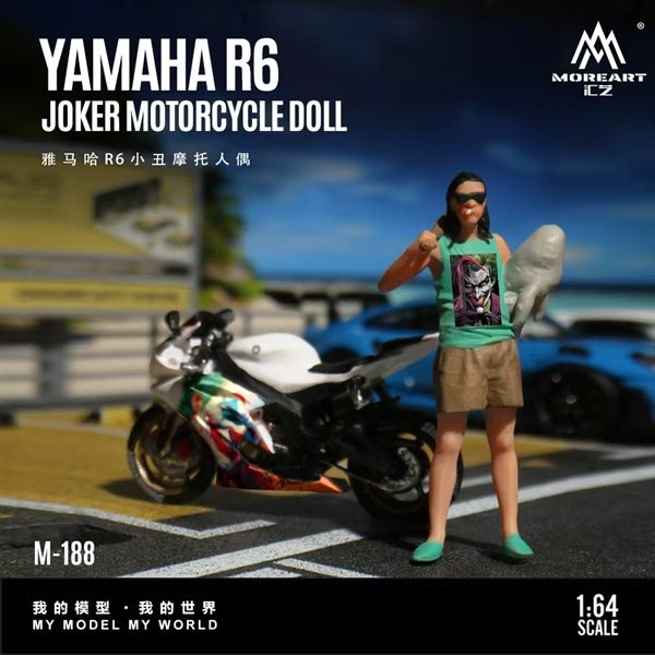  Set mô hình mô tô và figure nhân vật Yamaha R6 Joker tỉ lệ 1:64 More Art MO222188 