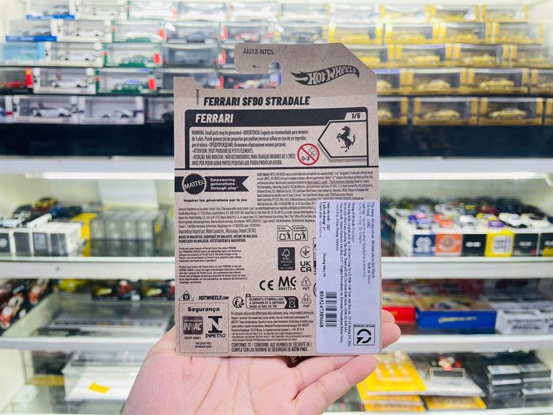  Mô hình xe Ferrari SF90 Stradale blue Hotwheels kim loại có bản quyền chính hãng tỉ lệ 1:64 C4982-FE 