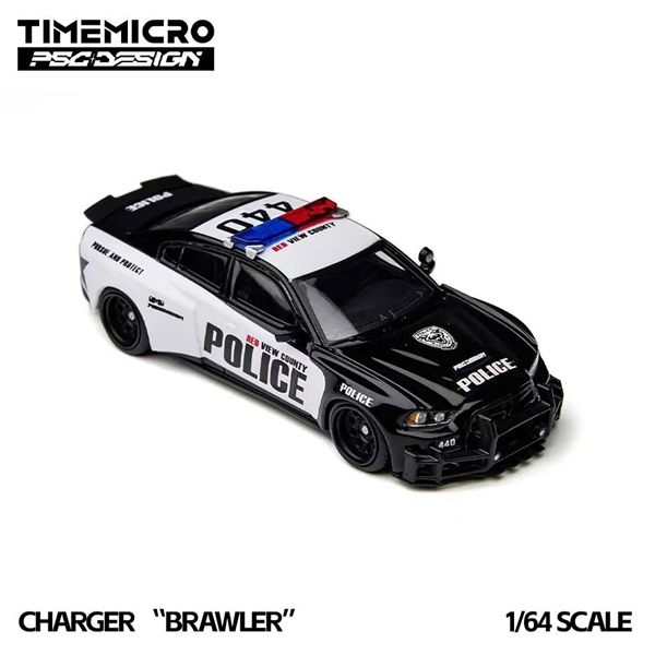 Mô hình xe ô tô tỉ lệ 1:64 Dodge Charger “Brawler” no.440 LSPD Police Car Die-Cast TIME MICRO x PSC DESIGN TM648203 