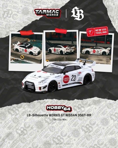  Mô hình xe LB-Silhouette WORKS GT Nissan 35GT-RR tỉ lệ 1:64 Tarmac Works T64-105-WH 