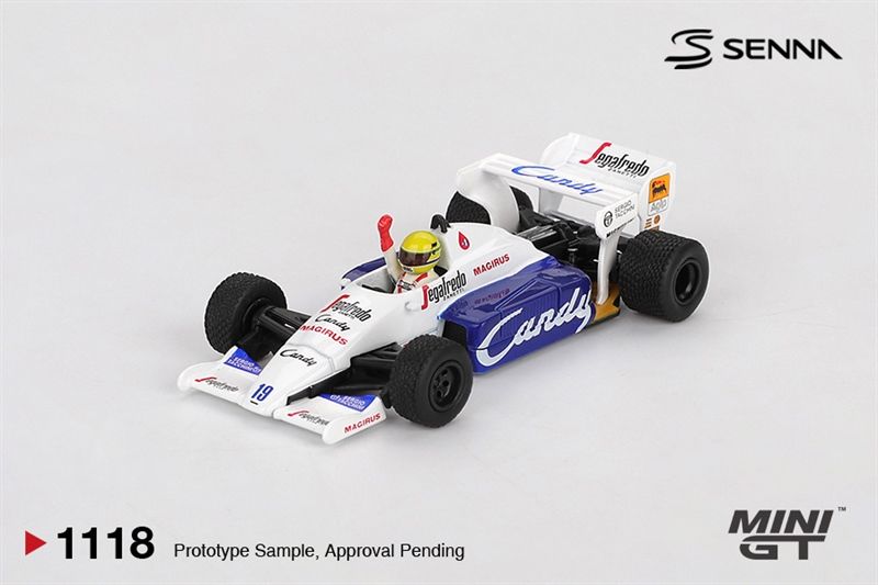  Mô hình xe Toleman TG184 #19 Ayrton Senna 1984 Monaco Grand Prix 2nd Place bản card tỉ lệ 1:64 MiniGT MGT01118 